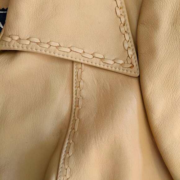 Leda Spain by Gropper Vintage 70s Soft Leather Belted Trench Coat / Jacket - S/M - Picture 3 of 12